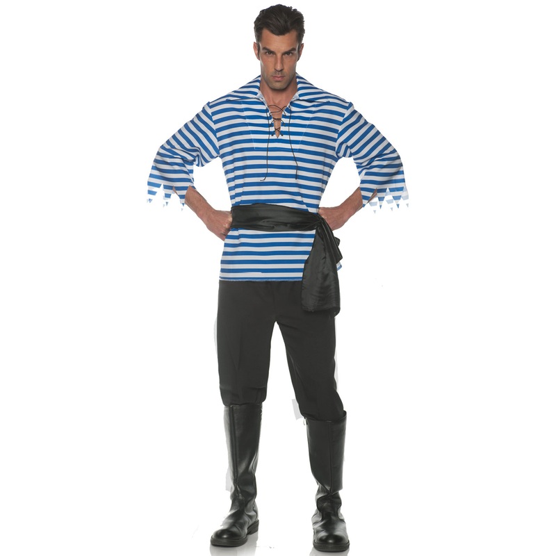 Striped Pirate Adult Costume (Blue) One Size