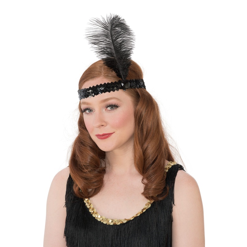 Black Flapper Headband Standard