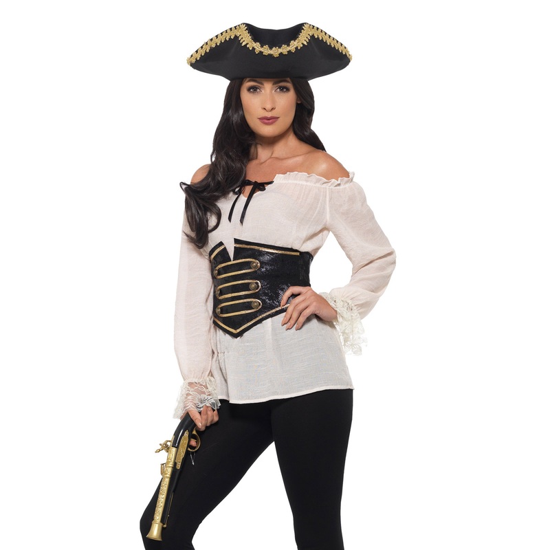 Deluxe Pirate Shirt Adult Costume (Ivory) Small
