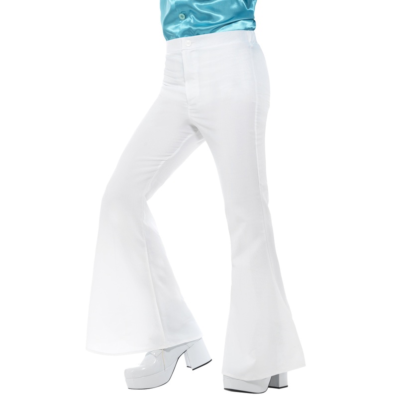 Flared Trousers Adult Costume (White) Medium