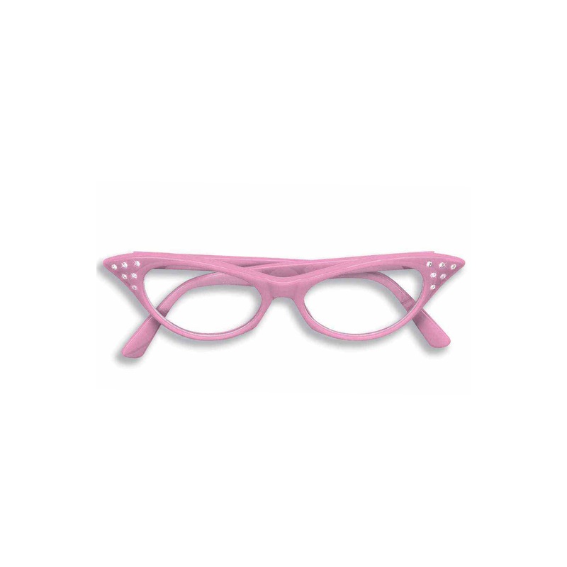50's Rhinestone Glasses (Pink) Standard