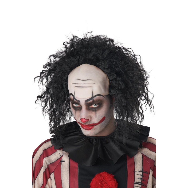 Clown Pattern Baldness Bald Cap Adult Wig (Black) Standard