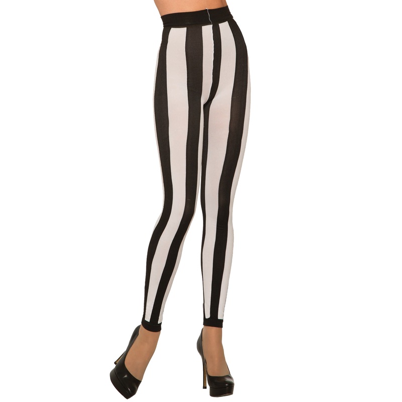 Striped Footless Tights (Black/White) Standard