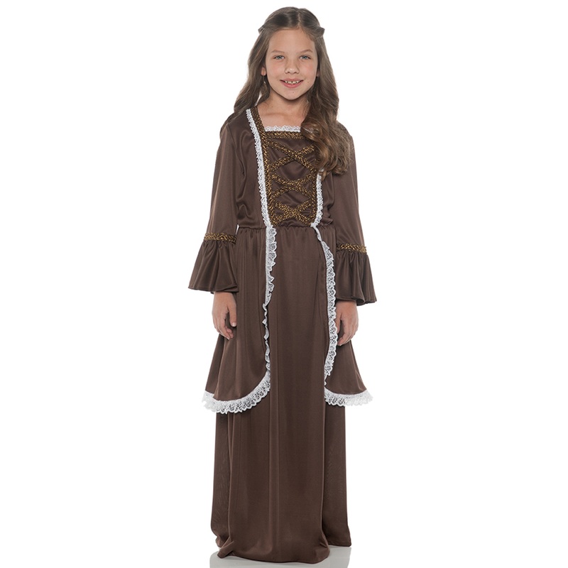 Colonial Girl Brown Child Costume Small