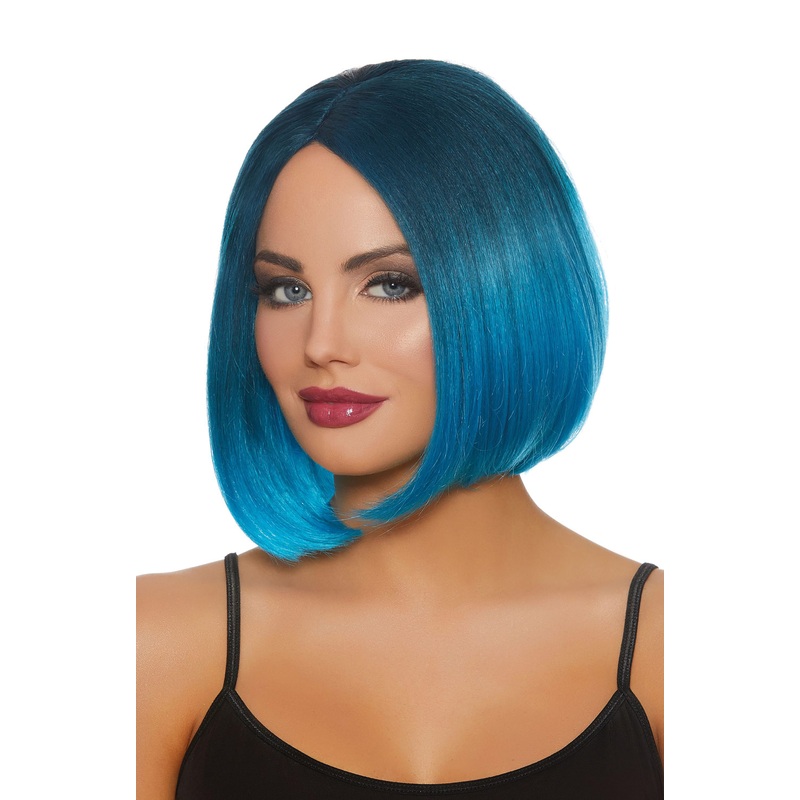 Mid-Length Ombre Bob Wig (Steel Blue/Bright Blue) Standard