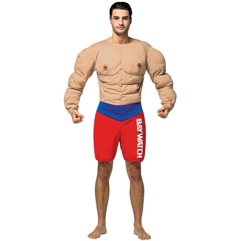 Baywatch Muscles Lifeguard Suit Adult Costume One Size