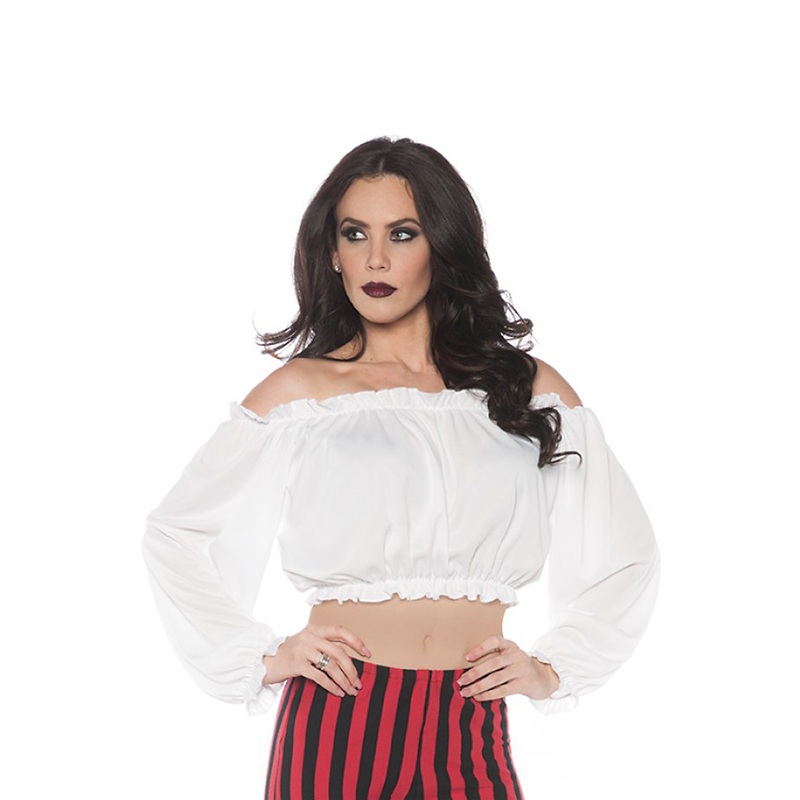 Pirate Crop Top Blouse White Adult Costume Small