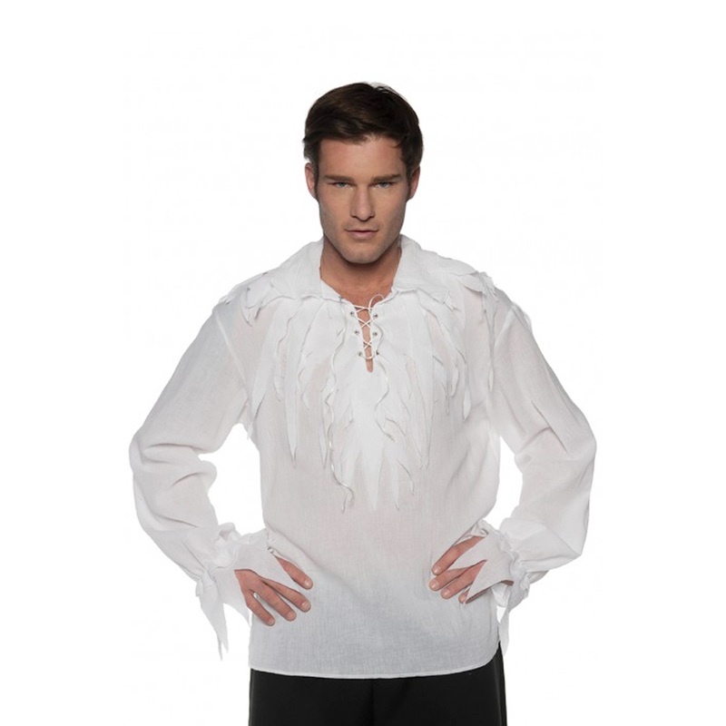 Tattered Pirate Shirt White Adult Costume One Size