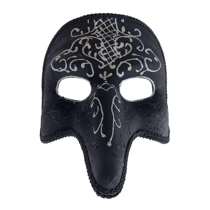 Venetian Filigree Zanni Mask (Black/White) Standard