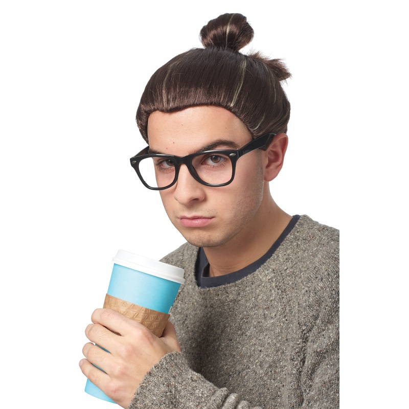 Man Bun Wig (Brown) Standard