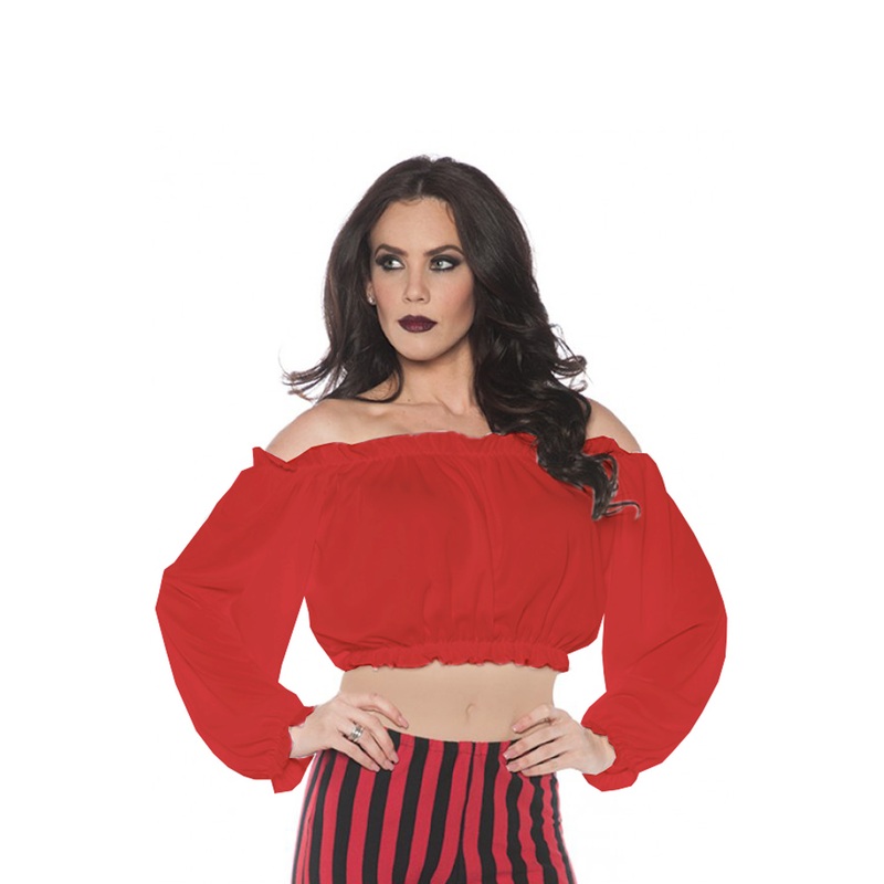 Pirate Crop Top Blouse Red Adult Costume Small