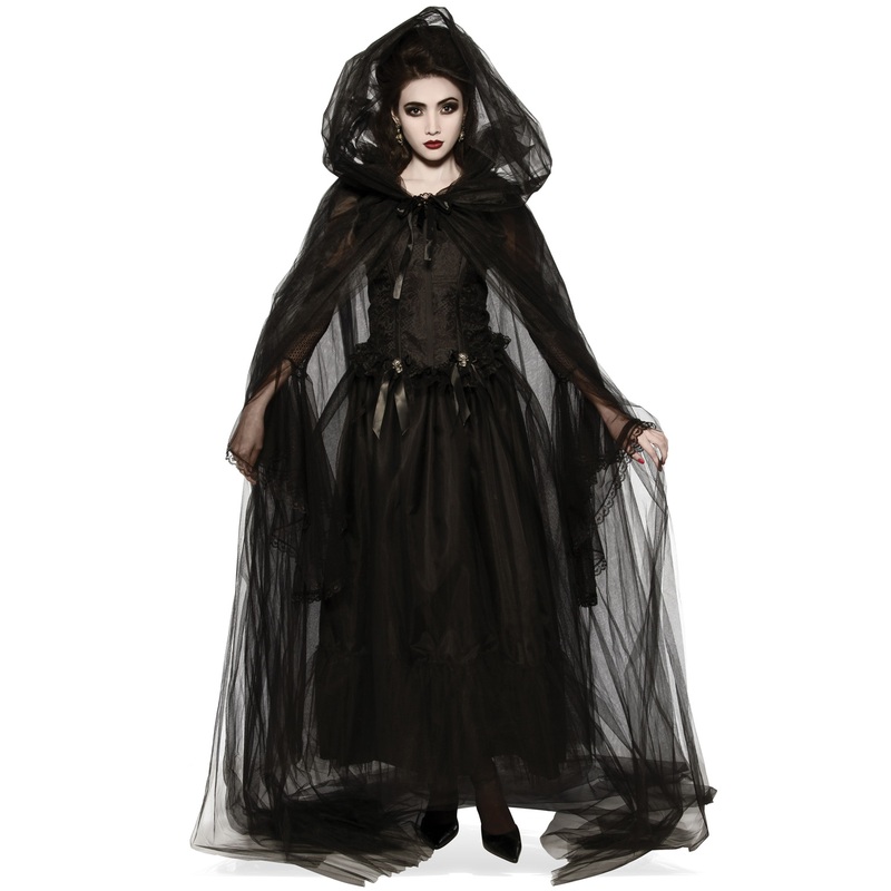 Black Hooded Adult Cape Standard