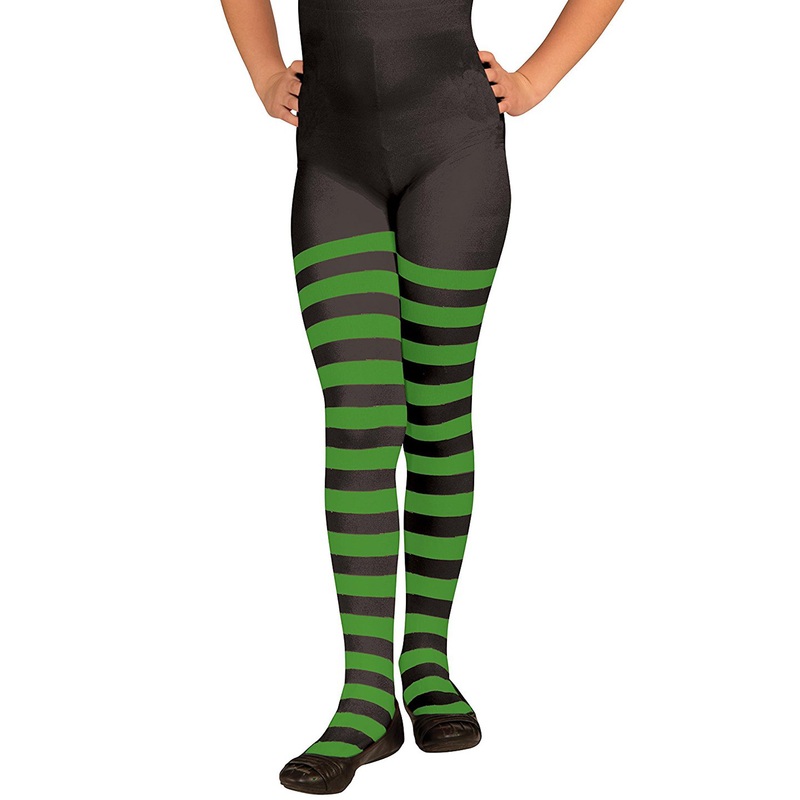 Child Striped Tights (Green/Black) Standard