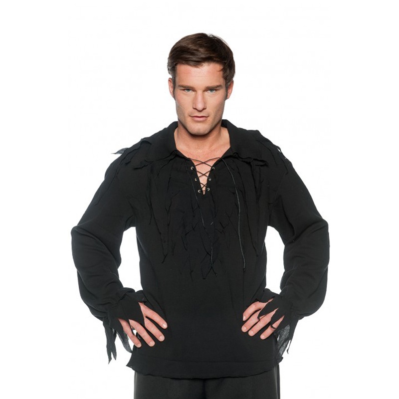 Tattered Pirate Shirt Black Adult Costume One Size