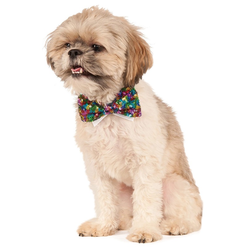 Rainbow Sequins Bowtie Pet Accessory Small/Medium