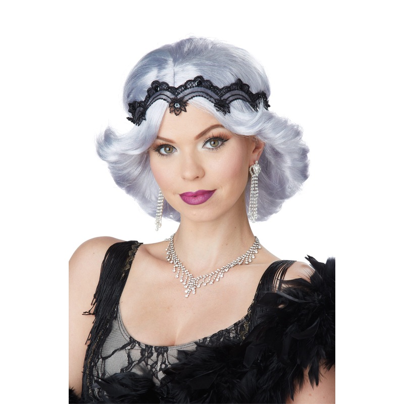 20s Glitz and Glamour Wig and Headband (Lavender/Grey) Standard