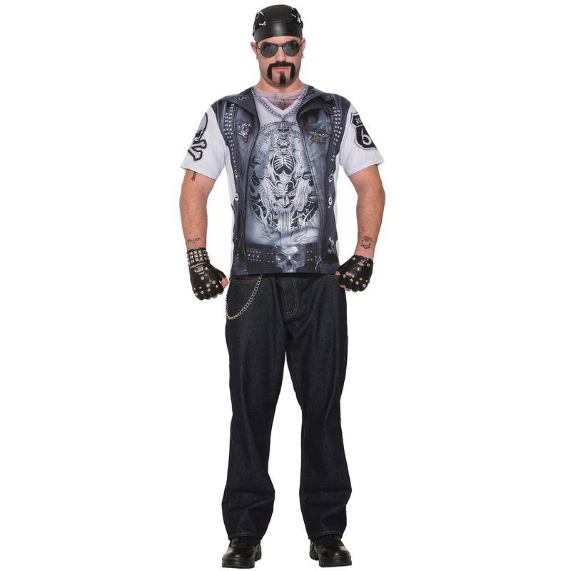 Biker Man Shirt Adult Costume (Medium) Medium