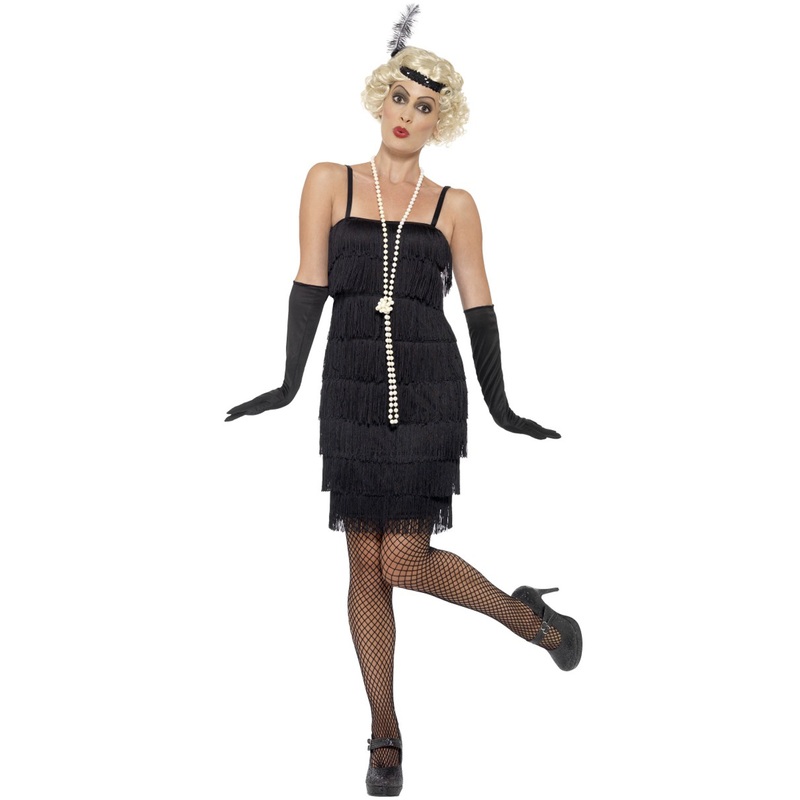 Short Flapper Dress Adult Costume (Black) Small