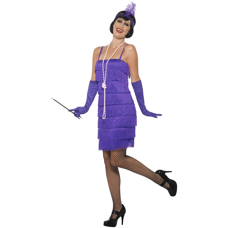 Short Flapper Dress Adult Costume (Purple) Small