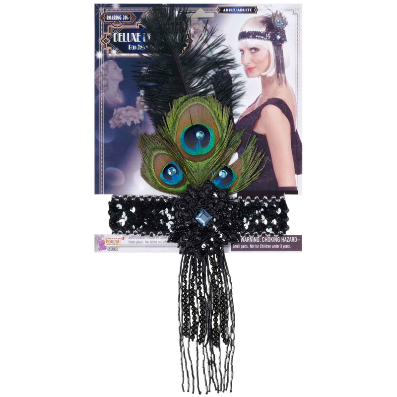Peacock Flapper Headband (Black) Standard