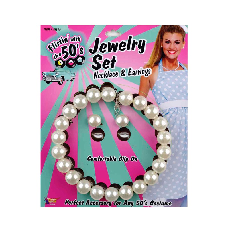50's Pearl Necklace and Earrings Set Standard