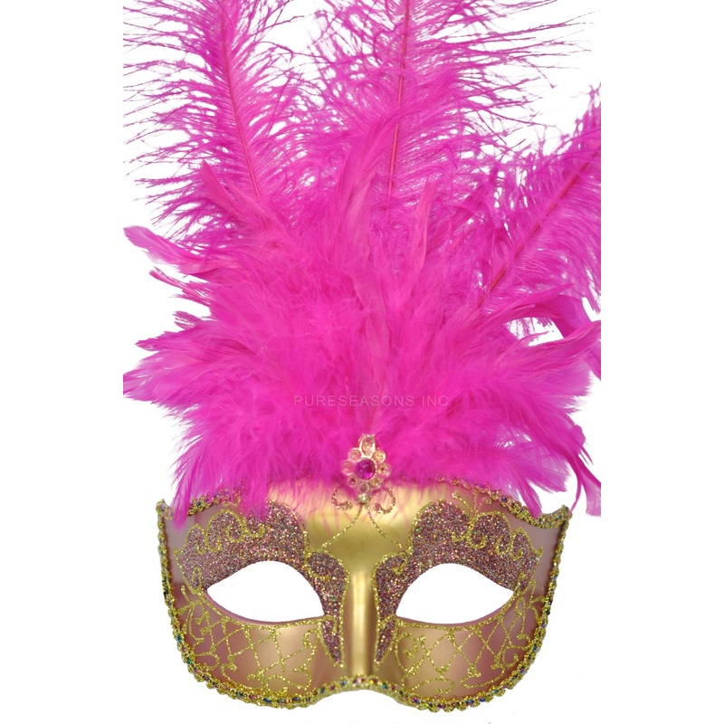 Colombina Festa Venetian Mask (Hot Pink/Gold) Standard