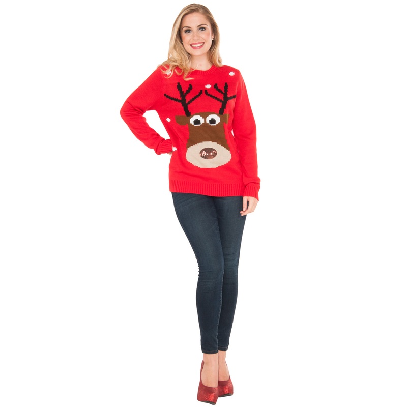 Red Reindeer Sweater Adult Costume Small