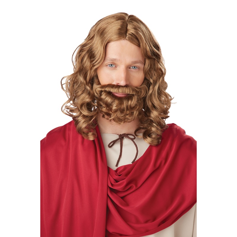Biblical Jesus Wig and Beard Set (Brown) Standard