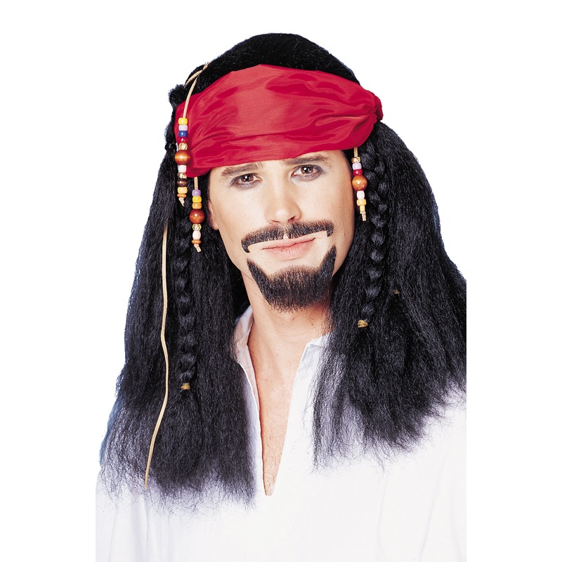 Buccaneer Wig with Bandana (Black) Standard