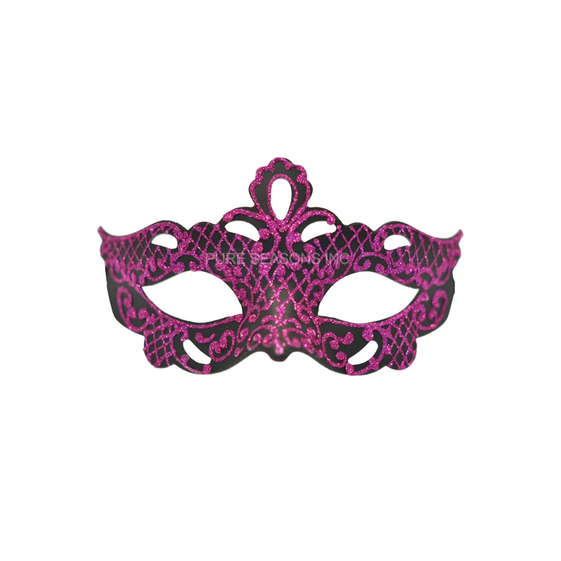 Glittery Gaze Venetian Mask (Black/Hot Pink) Standard