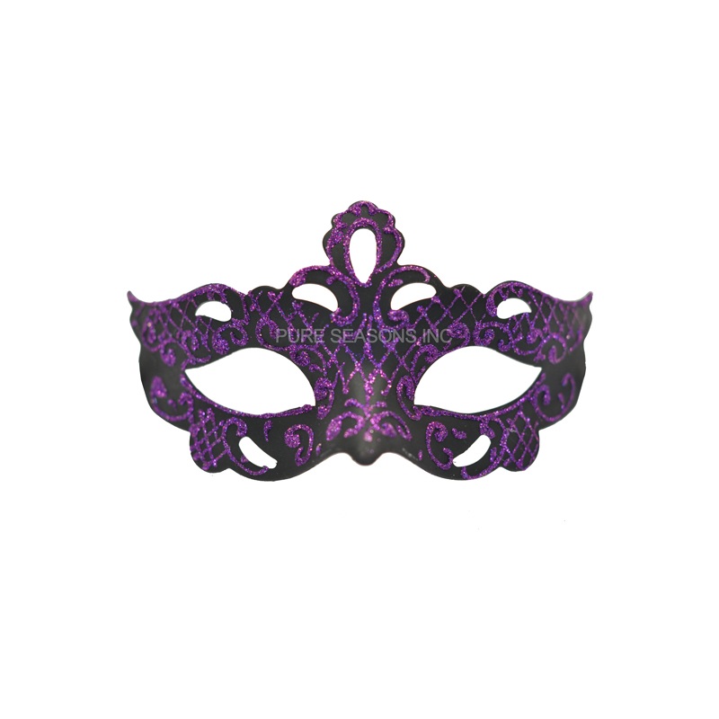 Glittery Gaze Venetian Mask (Black/Purple) Standard