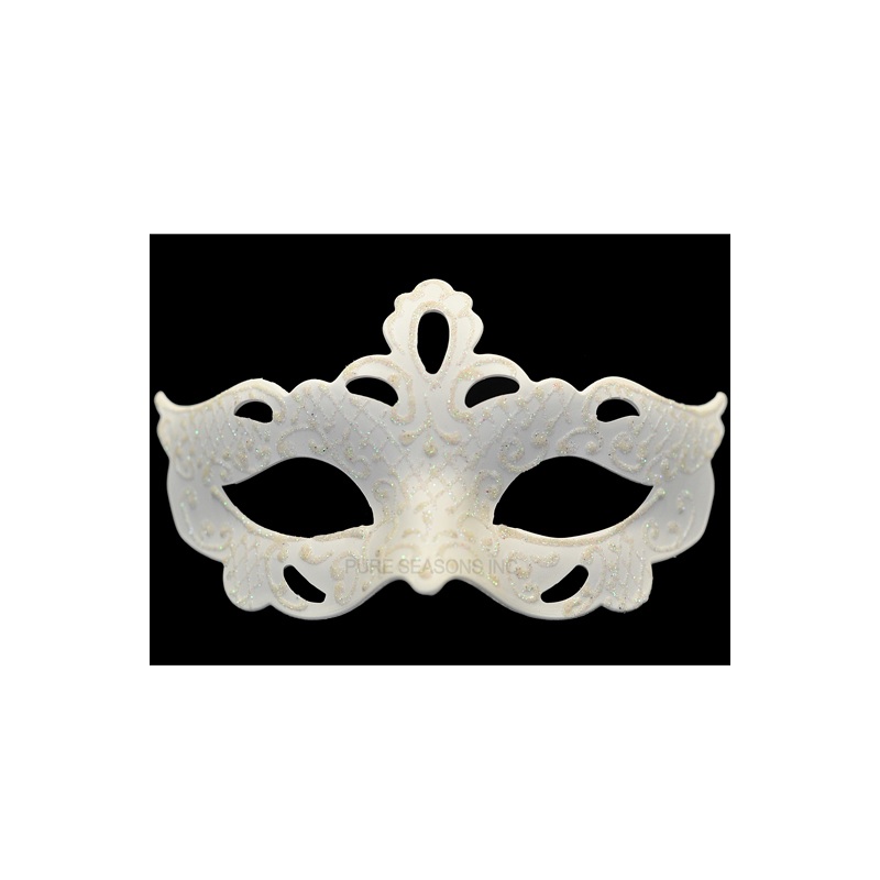 Glittery Gaze Venetian Mask (White) Standard