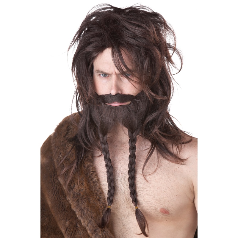 Viking Costume Wig and Beard (Brown) Standard