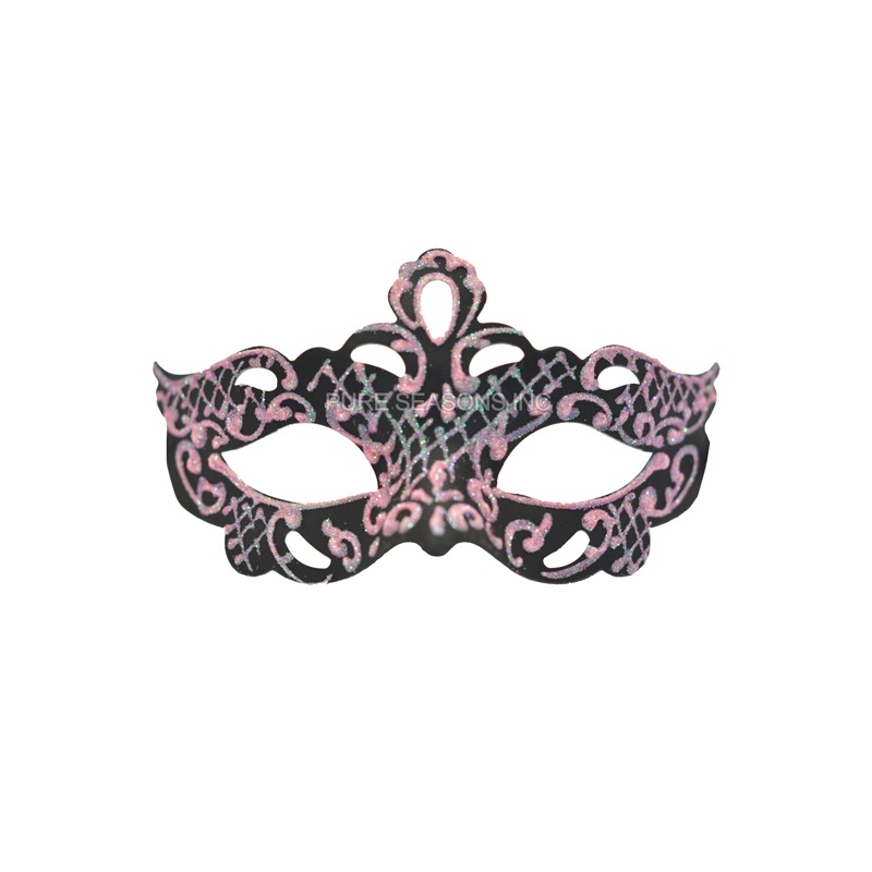 Glittery Gaze Venetian Mask (Black/Light Pink) Standard