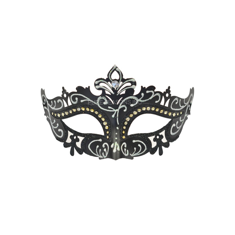 Royal Crystals Venetian Mask (Black/White) Standard