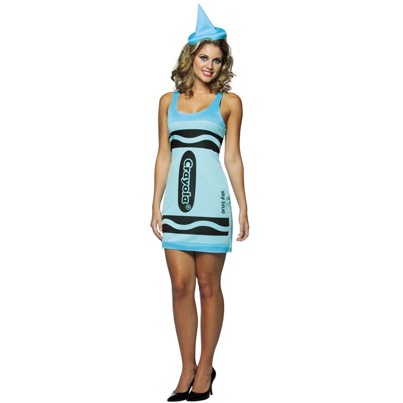 Crayola Sky Blue Tank Dress Adult Costume One Size Fits Most (4-10)