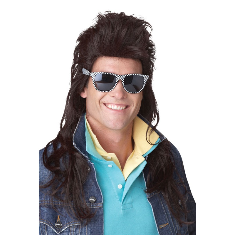 80's Rock Mullet Costume Wig (Brown) Standard