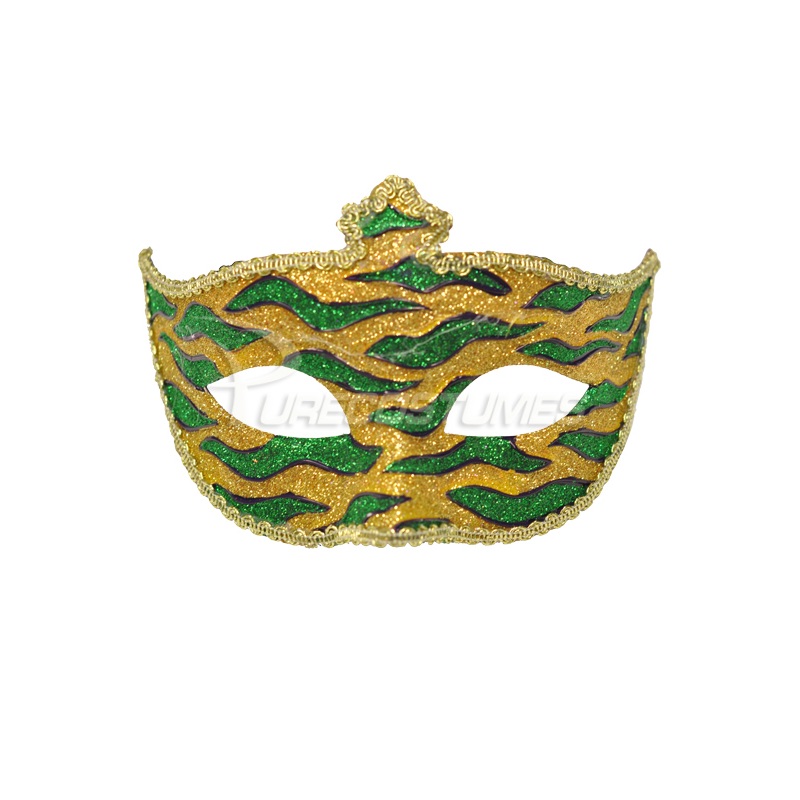 Mardi Gras Animal Print Adult Mask (Gold) Standard