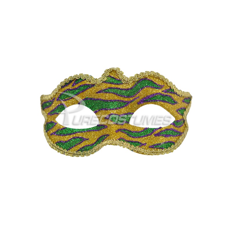 Mardi Gras Animal Print Child Mask (Gold) Standard