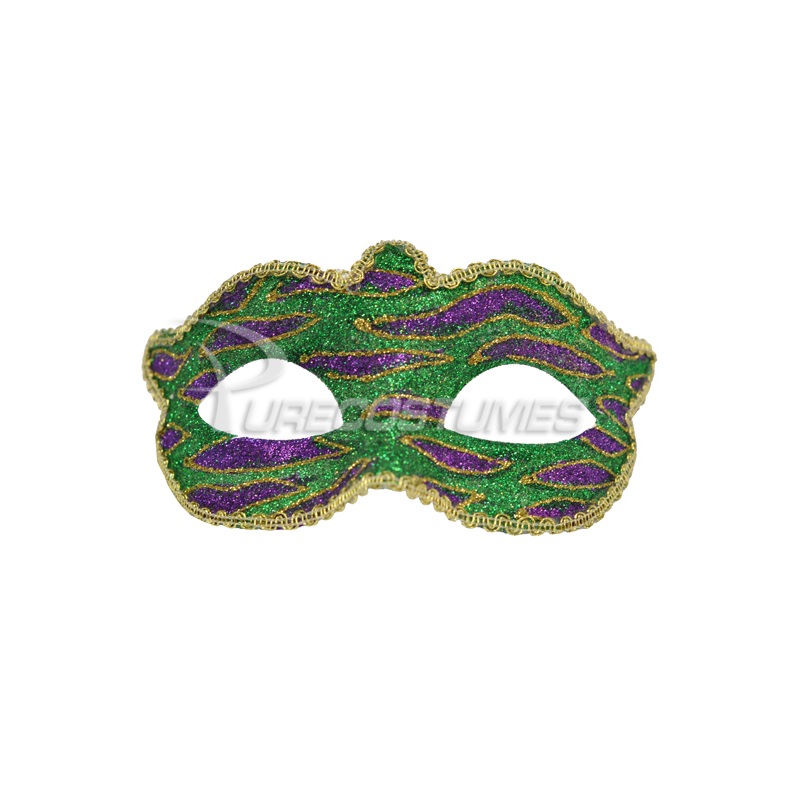 Mardi Gras Animal Print Child Mask (Green) Standard