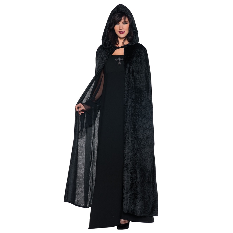 55 Hooded Cloak (Black) One Size Fits Most