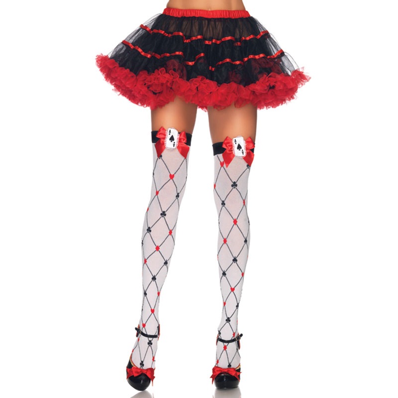 Card Suit Thigh High Stockings