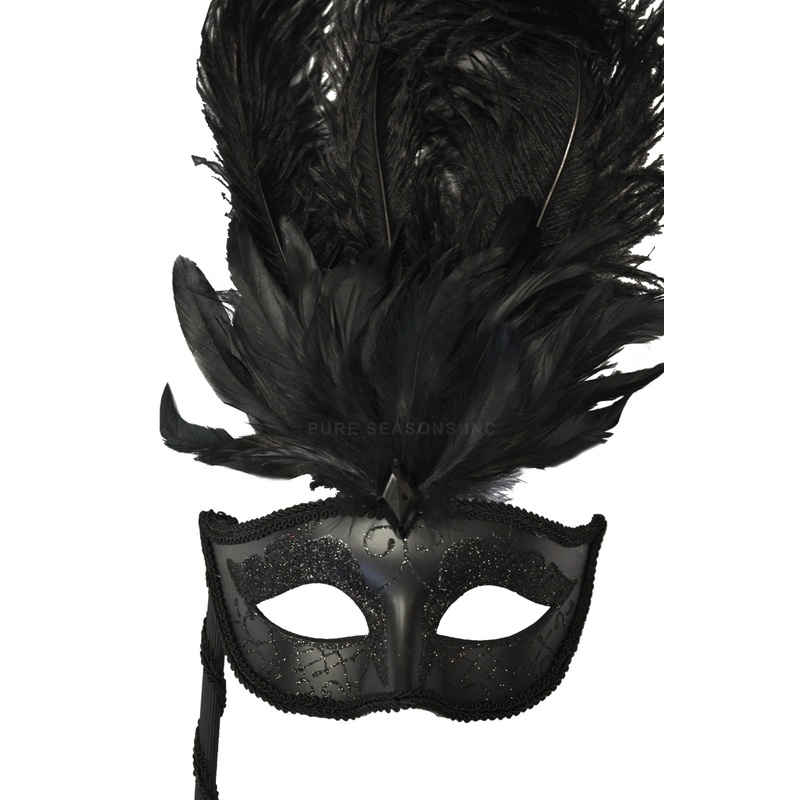 Colombina Vanity Fair Venetian Mask (Black/Black) Standard