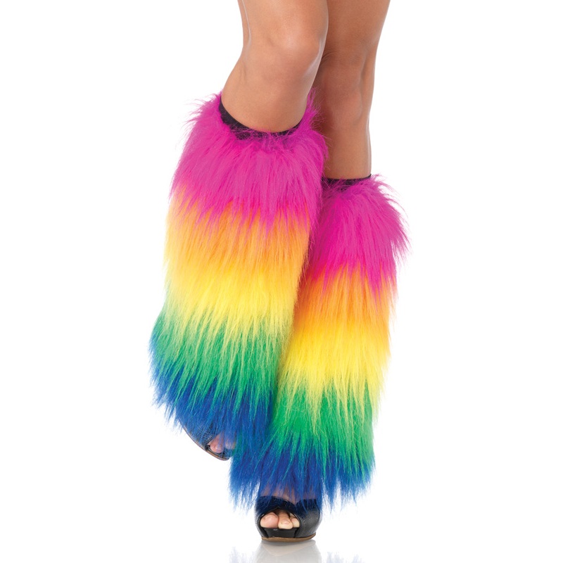 Furry Rainbow Leg Warmers Accessory Standard