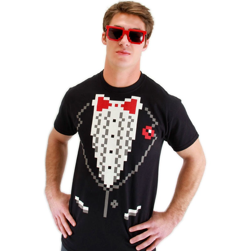 Pixel-8 Tuxedo Shirt Adult Costume (L/XL) Large/X-Large