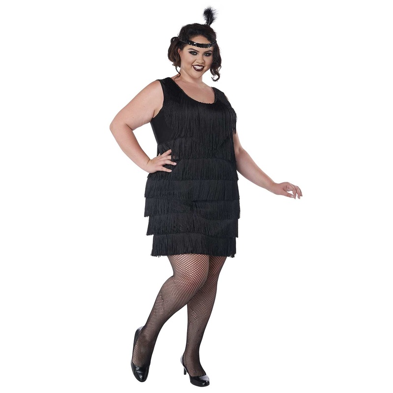 Plus Size Fashion Flapper Costume (Black) 1XL