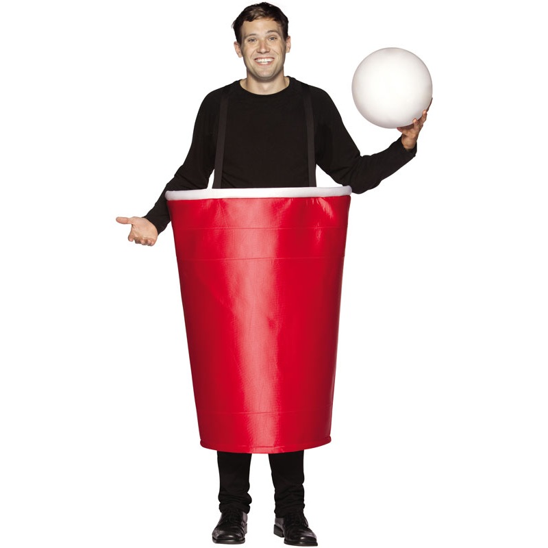 Red Beer Pong Cup Adult Costume One Size Fits Most