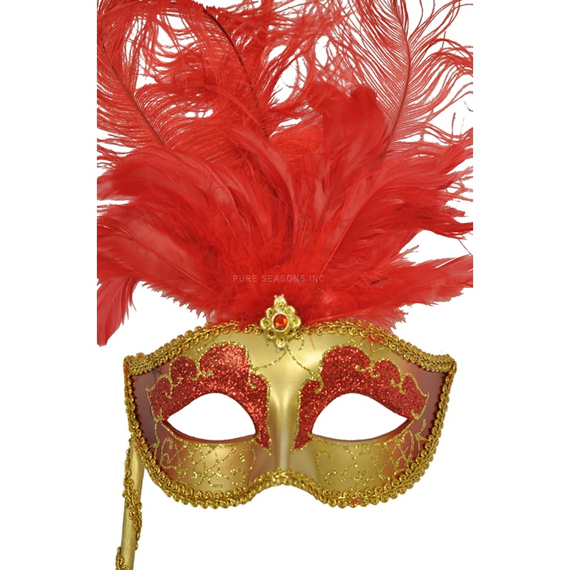Colombina Vanity Fair Venetian Mask (Red/Gold)