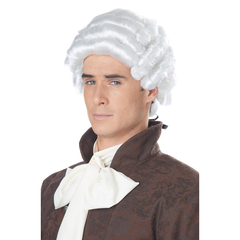 Colonial Man Costume Wig - White