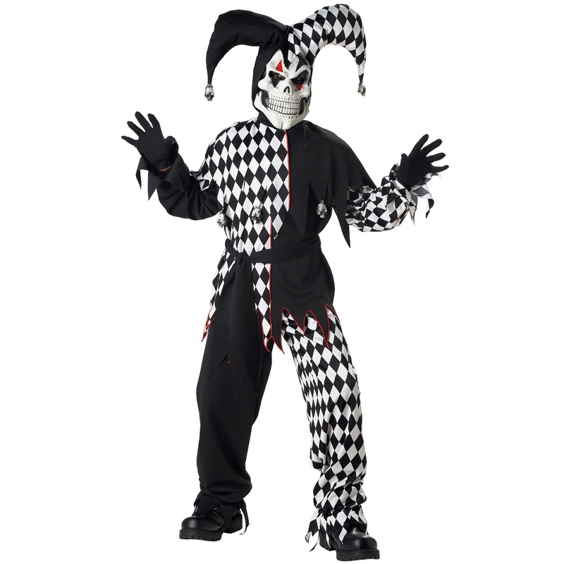 Evil Jester Child Costume (Black/White) Small